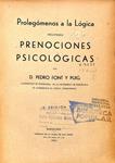 PROLEGÓMENOS A LA LÓGICA INCLUYENDO PRENOCIONES PSICOLÓGICAS | D. PEDRO FONT Y PUIG
