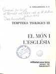 EL MÓN I L'ESGLÈSIA (CATALÁN). | E. SCHILLEBEECKX