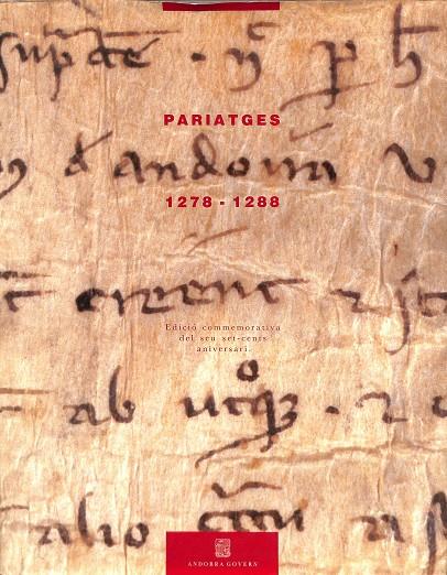 PARIATGES ANDORRA - 1278-1288 (CATALÁN) | AUTORES VARIOS