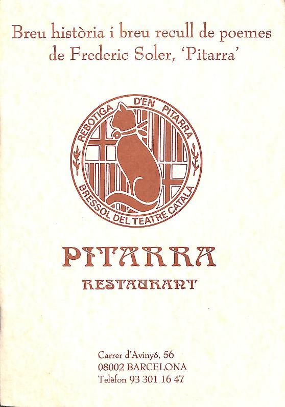 BREU HISTÒRIA I BREU RECULL DE POEMES DE FREDERIC SOLER (CATALÁN) | PITARRA RESTAURANT