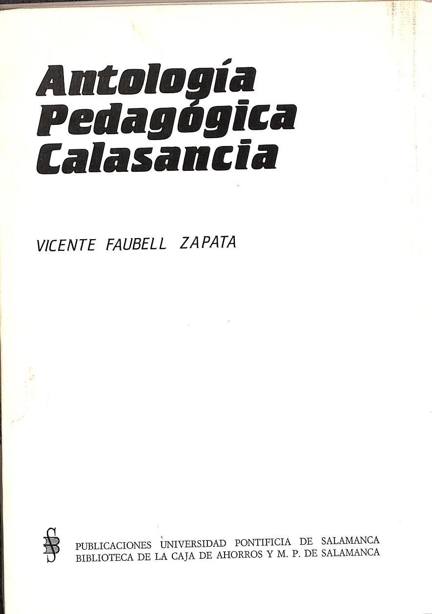 ANTOLOGÍA PEDAGÓGICA CALASANCIA | VICENTE FAUBELL ZAPATA