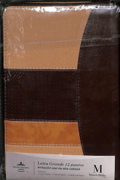 BIBLIA LETRA GRANDE 12 PUNTOS CON CIERRE RV1960 TRICOLOR CAFE CON INDICE (PRECINTADO) |  REINA-VALERA