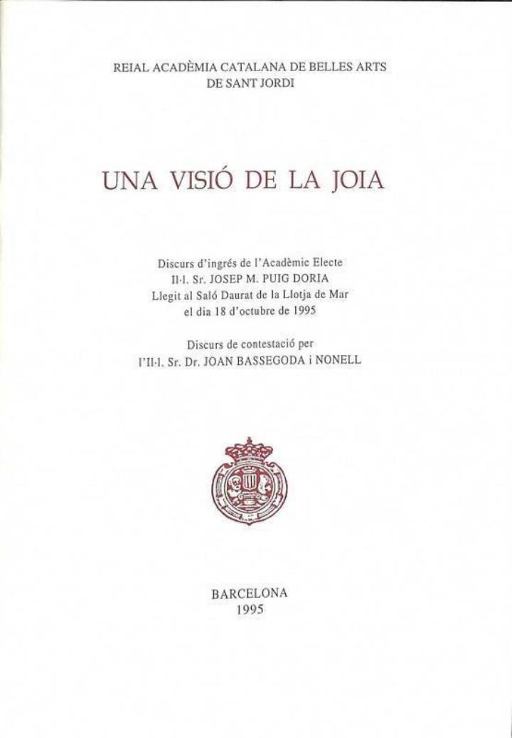 UNA VISIÓ DE LA JOIA (CATALÁN) | JOSEP M. PUIG DORIA / JOAN BASSEFODA I NONELL