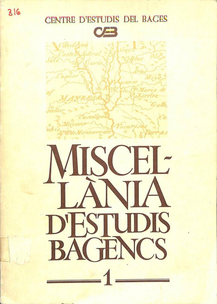 MISCEL·LÀNIA D'ESTUDIS BAGENCS, 1 (CATALÁN) | 9788430068845 | CENTRE D'ESTUDIS DEL BAGES
