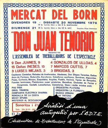 MERCAT DEL BORN - DON JUAN TENORIO - ANALISI D'UNA AUTOGESTIÓ - A.D.T.E. (CATALÁN) | AUTORES VARIOS