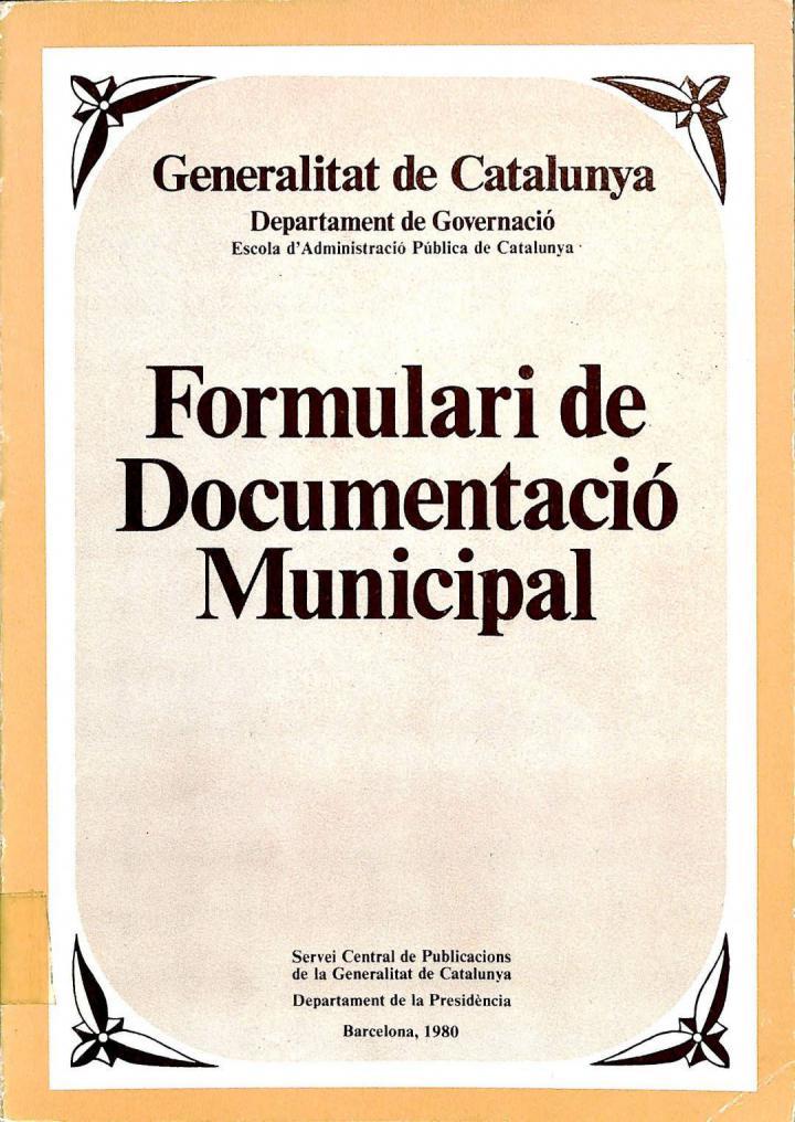 FORMULARI DE DOCUMENTACIÓ MUNICIPAL (CATALÁN) | 9788450039177 | JAIME SANCHEZ ISAC