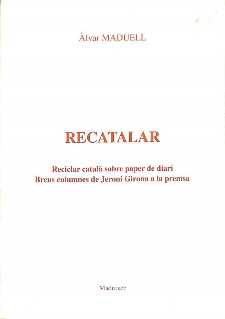 RECATALAR (CATALÁN). | ALVAR MADUELL