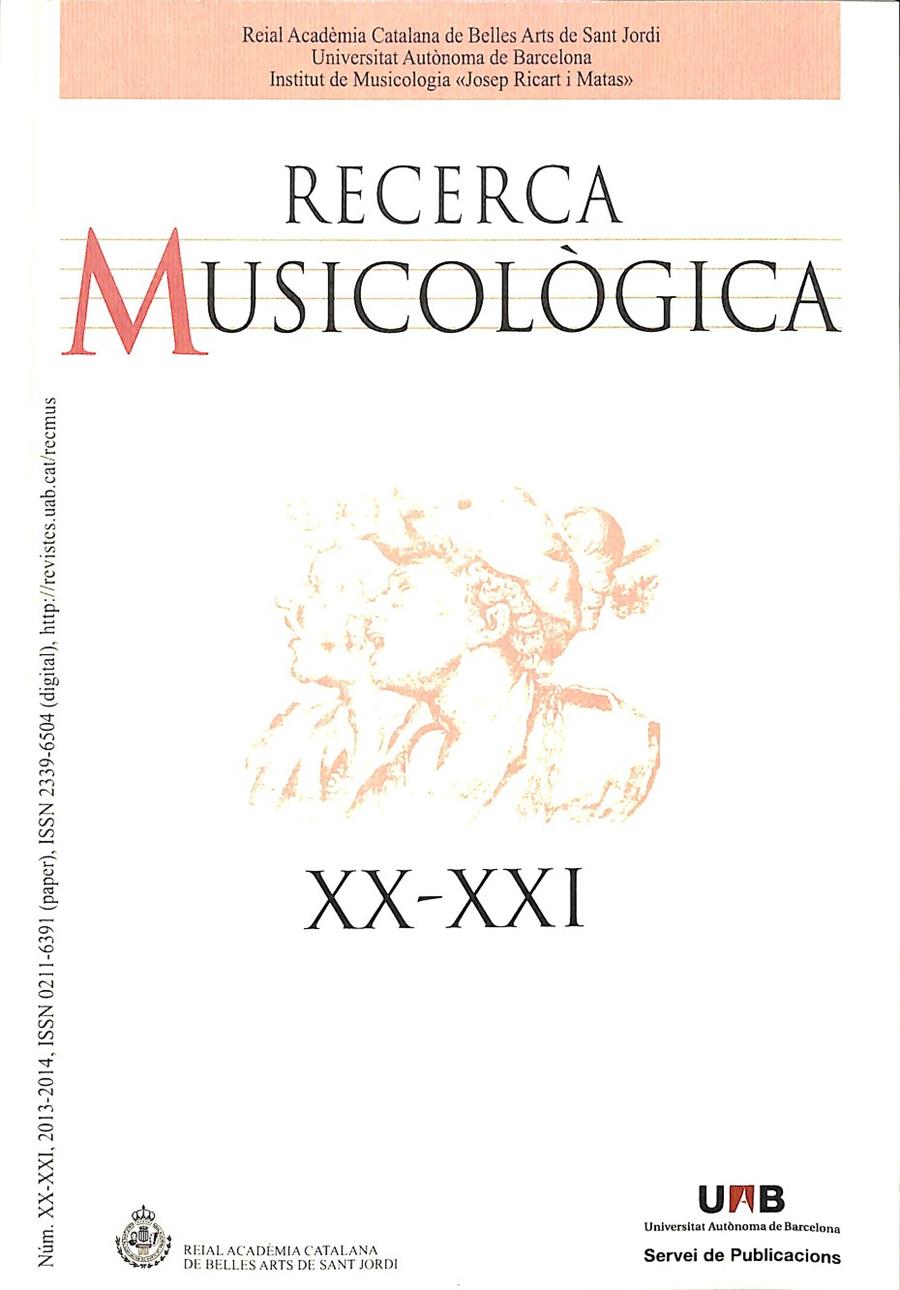 RECERCA MUSICOLOGICA XX - XXI (CATALÁN) | V.V.A