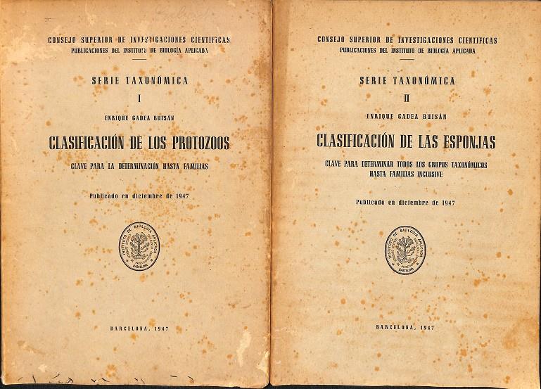 CLASIFICACION DE LAS ESPONJAS SERIE TAXONOMICA 2 TOMOS | ENRIQUE GADEA BUISÁN