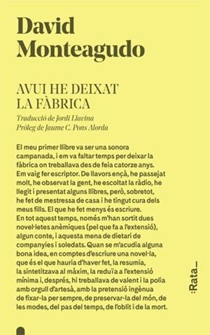 AVUI HE DEIXAT LA FÀBRICA (CATALÁN) | MONTEAGUDO, DAVID