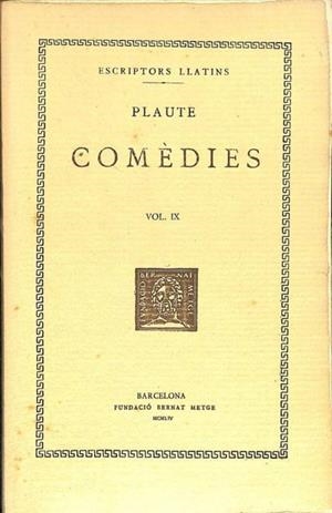 COMÈDIES, VOL. IX - PSÈUDOLUS (CATALÁN). | PLAUTE / MARÇAL OLIVAR