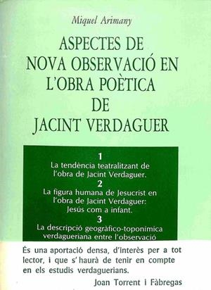 ASPECTES DE NOVA OBSERVACIÓ EN L'OBRA POETICA DE JACINT VERDAGUER (CATALÁN). | MIQUEL ARIMANY