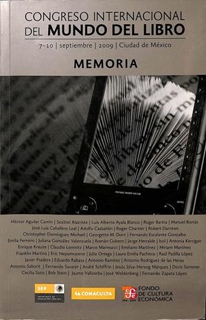 CONGRESO INTERNACIONAL DEL MUNDO DEL LIBRO MEMORIA. 7-10 DE SEPTIEMBRE 2009, CIUDAD DE MÉXICO | V.V.A