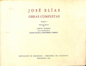 JOSÉ ELÍAS - OBRAS COMPLETAS - VOL. II A - VERSOS PARA ÓRGANO (CASTELLANO- CATALÁN) | JOSÉ Mª LLORENS - JULIAN SAGASTA Y MONTSERRAT TORREN